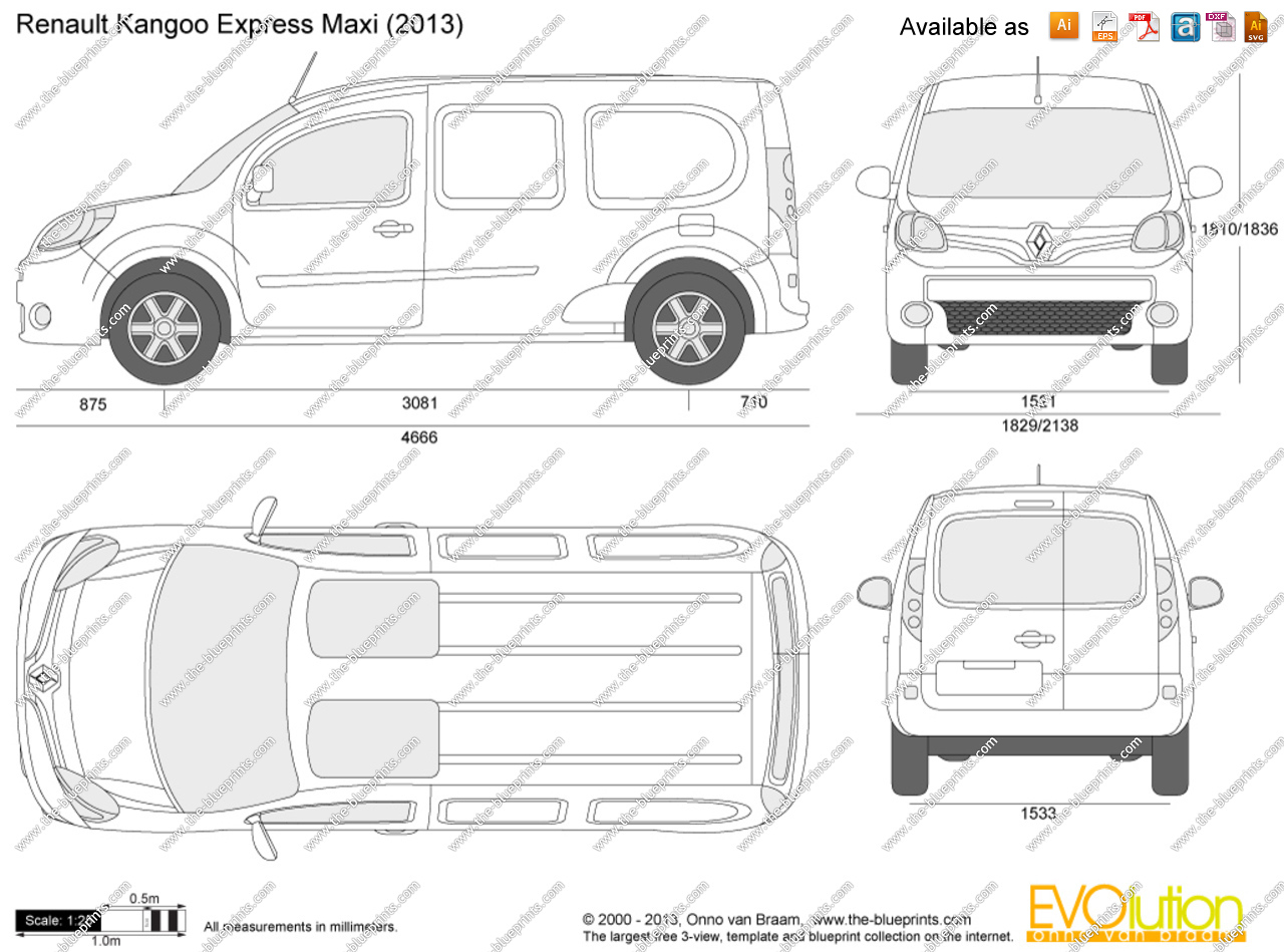 Схемы рено кенго. Renault Kangoo Express 2013 чертеж. Габариты кузова Рено Кангу 1. Фиат Добло габариты кузова. Рено Кенго макси габариты.